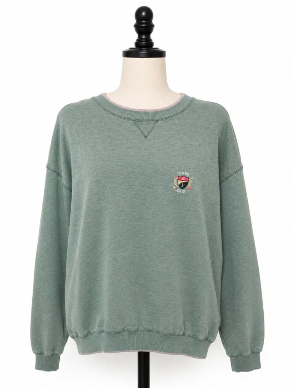 Vintage Cape Cod Embroidered Sweatshirt Sage Green Unisex Size L